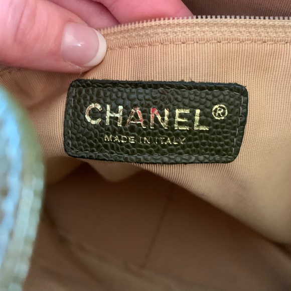 Chanel Leather Olive Green Bucket Tote Bag Chain - Picture 4 of 8